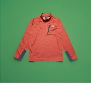 The North Face  Mens Medium Orange/gray Quarter Zip Lightweight Pullover